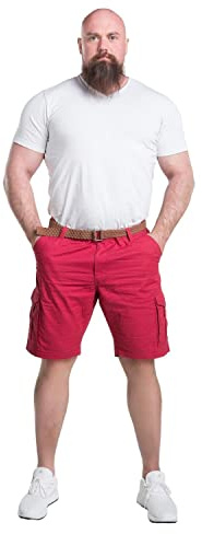 Surf Paradise Cargo Bermuda in Größe 54 I Kurze Hose in Rot für Herren I Kurze Shorts mit Taschen I Cargo-Shorts mit geflochtenem Gürtel I 100% Baumwolle für hohen