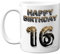 16th Birthday Gift for Boys - Black Gold Glitter Balloons - Happy Birthday Mug Present for 16 Year Old Son Brother Grandson Cousin Friend, 11oz Ceramic Dishwasher Safe Coffee Mugs Cup