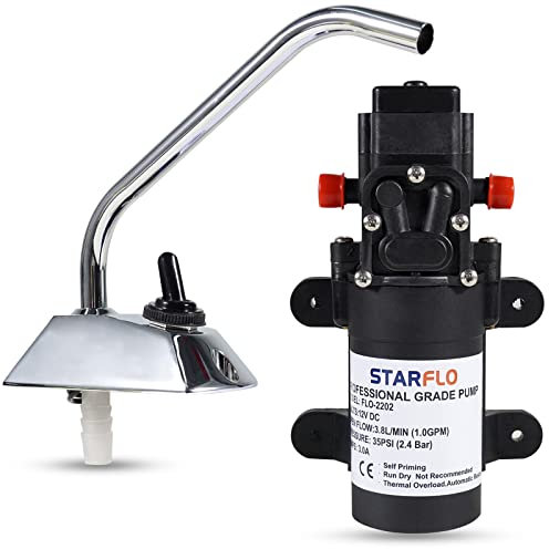 MACHSWON Water Pump 12V Self-Priming Galley High Pressure Electric Pumps Spin Faucet/Tap for RV Boat Caravan Motorhome