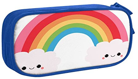 FLYIFE Kleines Regenbogen-Federmäppchen mit 2 Fächern, Federmäppchen, Federmäppchen, Tasche, Organizer für Mädchen, Jungen, Studenten, Schule, Büro, Universität, blau, Einheitsgröße, Schulranzen