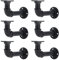 LYCN 6 Pack Industrial Pipe Shelf Brackets, Heavy Duty Plumbing Pipe Shelves with Screws, Black Floating Iron Wall Mounted Shelving for Rustic Home Decoration Bookshelf Floating Shelves,15X9 cm