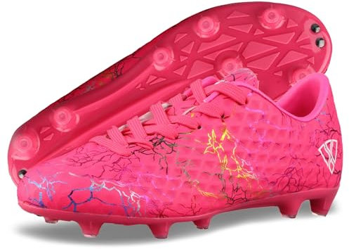 Vizari FG - Botas de fútbol para niños con tacos, unisex, para entrenamiento y partidos, tallas 25-38, Rosa., 26.5 EU