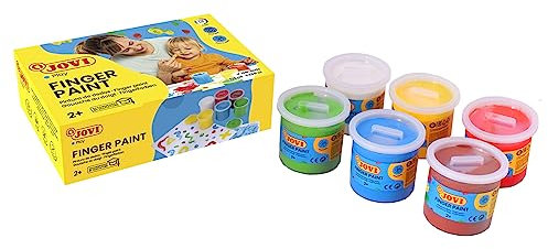 Jovi - Pintura de dedos - 6 Colores surtidos de 125 mililitros, sin gluten, fácil de limpiar, a partir de 2 años (P560S)