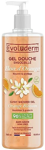 EVOLUDERM – Gel Douche Fleur D’Oranger Ensoleillé - 500 ml - 96% d'Origine Naturelle - Végan - Fabrication Française