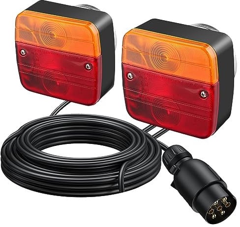 EYPINS 2x Rückleuchten für Anhänger, 12V Rücklichter mit Magnetfuß, 7 polig stecker Beleuchtung Rücklicht-7,5m Kabel, Anhänger Beleuchtung Wasserdicht IP65 für PKW LKW Caravan Boot Vans | E-Mark E13