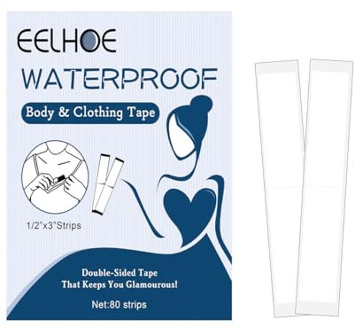 ANCLLO Ruban adhésif Double Face pour Le Corps et Les vêtements, Ruban adhésif Transparent pour vêtements, pour Tous Les Tons de Peau et Tous Les Types de Peau Sensible (Paquet de 160)