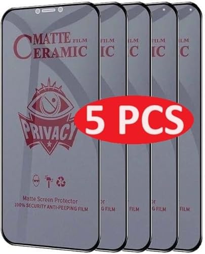 MATTE PRIVACY - Protectores de pantalla de cerámica para iPhone 15 Pro, película de protección duradera y flexible a prueba de golpes (5 unidades)