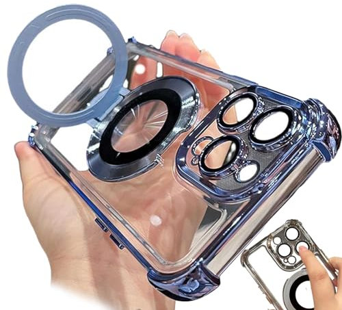 SPAYEIM Airbag Anti-Fall for iPhone Case with Invisible Ring Stand, Four Corners Air Cushion Anti Drop Cell Phone Case for iPhone11 12 13 14 15 Pro Max (14Pro Max,Blue)