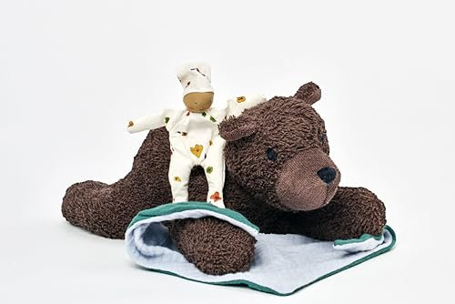 Käthe Kruse Benji Bär I Gemütlicher Kuscheltier-Bär für Kinder ab 0 Jahre I Waschmaschinenfestes Baumwollfrottee-Kuscheltier inkl. Mini-Püppchen