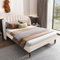 Polsterbett Doppelbett 140x200cm mit Lattenrost und Bettgestell, Stauraumbett Jugendbett mit Kopfteil, Holzlattenunterstützung, Samt Continentalbett, Stauraum unter dem Bett, Ohne Matratze, Beige