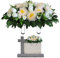 NASSMOSSE Friedhofsblumen für Grab, künstliche Grabblumen, realistische Friedhofsblumen, Grabblumen mit Sattel, Seide, Chrysantheme, 64 x 47 cm, Gedenkdekoration, Friedhofsblumen, Champagner