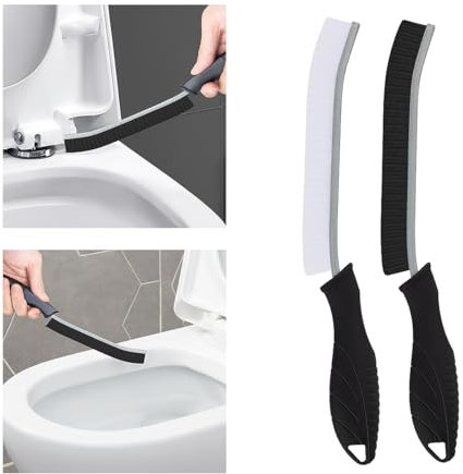 TQRR Reinigungsbürste - Fugenreinigungsbürste, Toilettenbürste, Hartborsten Eckenreinigungsbürste, Reinigungswerkzeuge Für Haushalt, Badezimmer, Küche, Waschbecken, Fugenmörtel (2, Schwarz)