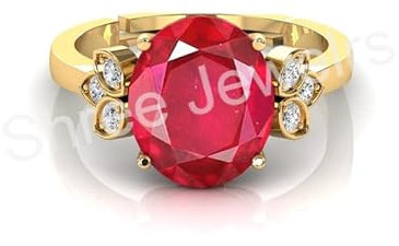 Shree Jewelrs Original zertifizierter natürlicher Rubin (Manik) Ring - 4.00 Karat / 4.50 Ratti zertifizierter handgefertigter Fingerring burmesischer Rubin Ring PANCHDHATU Ring für Damen und Herren