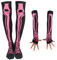 BundleMall Set di 2 paia di guanti lunghi in maglia a righe, calze a righe, leggings per feste in costume, Osso rosa, Taglia unica