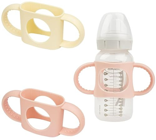 Morofme Baby Bottle Handles Compatible with Dr Brown 2pcs Silicone Transitional Sippy Cup Handle Handle for Wide-Neck Baby Bottles Non-Slip Easy Grip Handles
