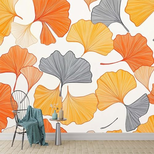 Panoramique Photo Murale - Feuilles De Ginkgo HD Quality Papier Peint 150 x 105 cm Mural Poster for Kids' Room, Living Room, Contexte de la Télévision Hallway Decor