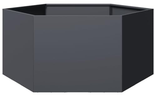vidaXL Fioriera da Giardino Antracite Esagono 104x90x45 cm in Acciaio, fioriera, fioriera da Patio, Contenitore per Piante, fioriera da Esterno