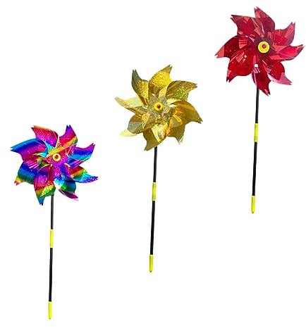 MERRYHAPY 3pièces Moulin à Vent Réfléchissant Octogonal Décoratif pour Jardin Outil Extérieur pour Oiseaux