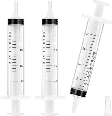 OFFCUP Plastic Syringes, 3pcs 20ML No Needle Syringes, Individually Packaged Liquid Measuring Syringe Tools with Cap, Feeding Syringe for Pets Labs Animal Dispensing Watering