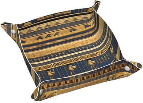 Ägyptische pharaonische Fresken bedrucktes Leder-Aufbewahrungstablett leicht zu reinigen für ordentliche Schlüssel, Uhr, Make-up und andere kleine Gegenstände WHJYYXDE