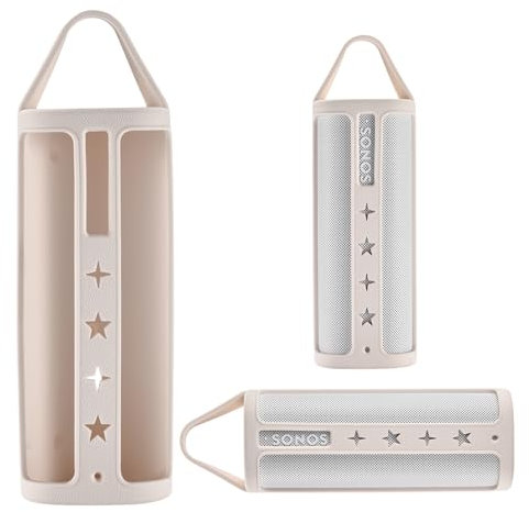 Yaowanguan Silikonhülle für Sonos Roam 2/Roam Tragbarer Bluetooth Lautsprecher,Roam/Roam 2 Tragbare Reisehülle Schutzhülle Tragetasche mit Tragegriff(Weiß)