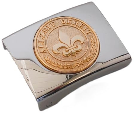 GravurManufakturBerlin Koppelschloss Pfadfinder Zunftzeichen Lilie Allzeit Bereit (Silber-Golden)