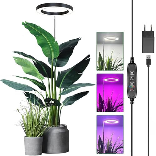 BTTO Pflanzenlampe Led Vollspektrum Grow Lampe,35-155cm Höhenverstellbar Stehende Pflanzenlicht mit 3/9/12H Timer Dimmbare Helligkeit Led Wachstumslampe für Innenpflanzen,Zimmerpflanzen