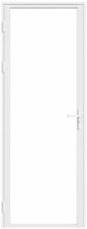 Vente-unique-Puerta reversible de aluminio y vidrio templado - Alt. 204 x L73 cm - Blanco - LOXTON