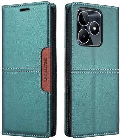 NETANY Compatible con Funda para teléfono OPPO Realme C53 / Realme C51 / Realme Note 50,Funda Protectora de Soporte Plegable de,con Bolsillo [Cierre magnético] Cartera Flip Funda de teléfono (Verde)