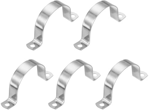 PATIKIL 60mm Rigid Pipe Strap, 5 Pcs 304 Stainless Steel Conduit Clamp 2 Hole Thicken U Bracket Pipe Clamp Tube Strap for Pipe Cable Wire Fixing, (2-3/8)