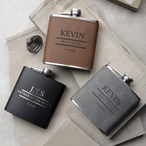 Hip Flasks for Men Personalised Hip Flask Usher Hip Flask Groomsmen Best Man Gifts for Wedding Christmas Custom Engraved Hip Flasks 6oz Stainless Steel Flask for Groom Father of The Bride