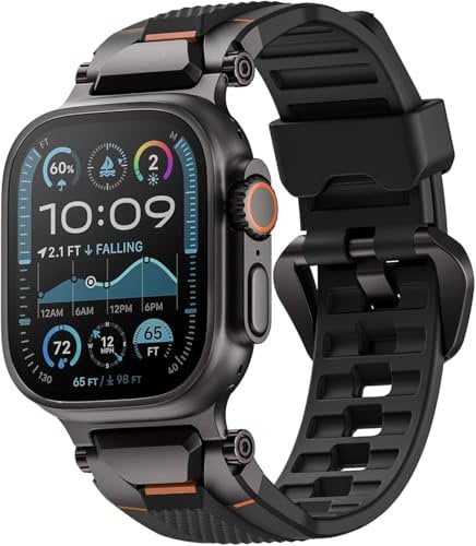 ULTIMAL Compatible with Apple Watch Straps Ultra 2/1 Series 10 9 8 7 6 5 4 SE SE2, Silicone Sport Durable Band for iWatch Strap 49mm 46mm 45mm 44mm (Black+Black)