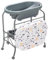 GOPLUS Baignoire Pliable Bébé 4 en 1, Baignoire Bebe sur Pied, avec Panier de Rangement et Roues Verrouillables, Charge 35 KG, Table a Langer avec Baignoire pour 0-12 Mois (Gris Foncé)