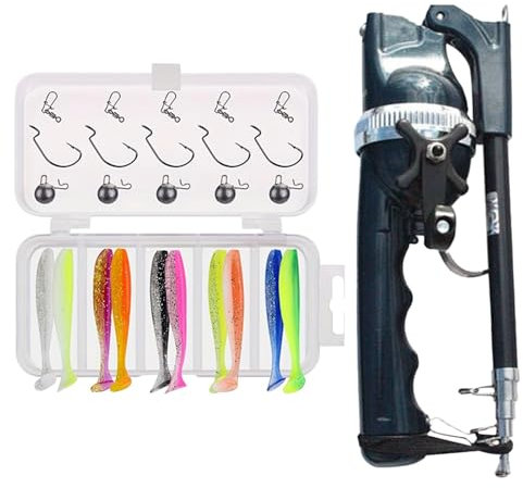 TocaFeank Teleskop-Angelrute mit Köder, Taschenangel-Set - Faltbare, kompakte Ruten- und Rollenkombinationen, tragbar - Ergonomisches Design der Angelausrüstung für Angler und Angelbegeisterte