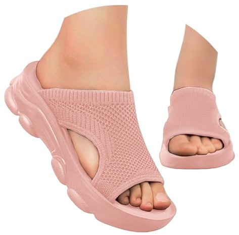 Générique Stivali lunghi neri da donna sandali comodi e traspiranti da donna con tacco a zeppa per camminare e abbigliamento casual Stiletto Tacco Sexy, Rosa chiaro, 39 EU
