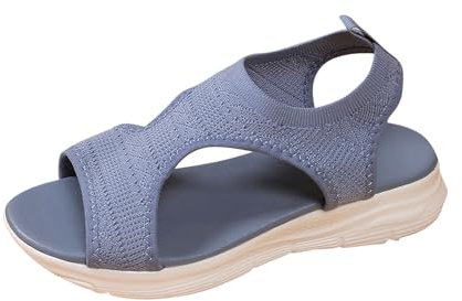 Generico Donna Sandali Estivi Comodi Ortopedici con Punta Aperta Scarpe Lavabili Sportivo Scarpe Senza Lacci Azzurro 38 EU