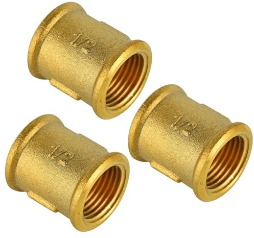 1/2 Muffe Messing,3 Stück Doppelmuffe G1/2 Messing Ig/Ig,1/2 Zoll 2 x Innengewinde Verbindungsstück