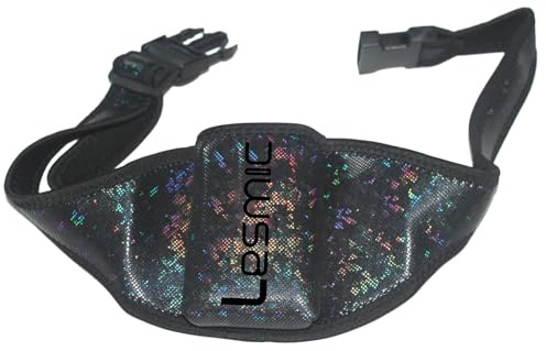 Lesmic Adjustable Vertical Fitness Aerobic Mic Belt Microphone Pouch Bodypack Holder Transmitter Carrier for mossa for Group Fitness Exercise GX Instructors Theater Speakers for Yoga Glitter Black