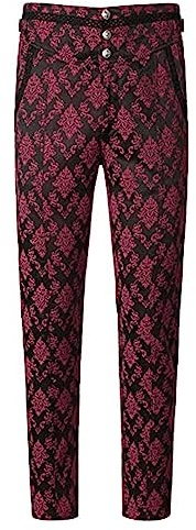 Generisch 2025 Herren Gothic Hose Cosplay Kostüm Hose Viktorianische Herren Kurze Rot (RD2 M)