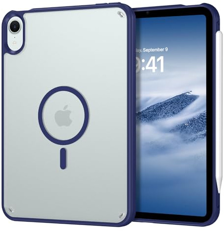 Telaso Hülle für iPad mini 7 (A17 Pro) 2024, iPad mini 6 2021 8,3 Zoll, Inklusive Stifthalter, Magnetic Case mit Translucent Matte Hart Rückwand, Weich TPU Rand Fallschutz Schutzhülle, Navy Blau