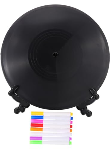 TOYANDONA DIY Vintage Vinyl Schallplatte mit Farben Stifte und Sockel Kreative Tisch Wanddeko für Kinderhandwerk Personalisierbare Musik Party Dekoration und Geschenkidee