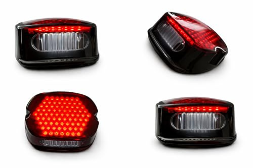 Germany Motorsports Hochwertiges Motorrad Mini LED Rücklicht passend für Harley Davidson Modelle schwarz getönt e-geprüft