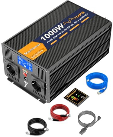 Wechselrichter 1000W 2000W 12V/230V Sinus mit USV, 30A Ladegerät & LCD