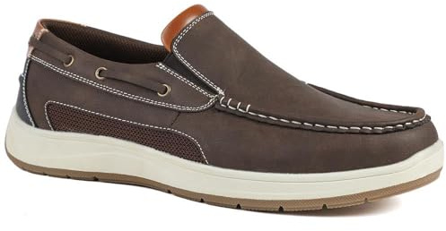 Pavers Mens Wide Fit Slip-On Shoes in Brown - Comfortable Shoes to Walk in - Cushioned Insole & Stable Sole for Everyday Casual Wear - UK Size 12