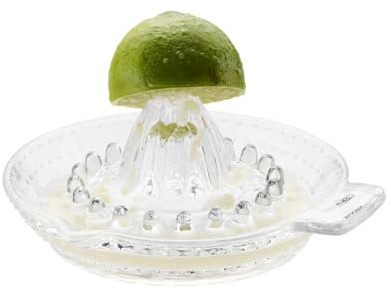 GEFU Zitronenpresse JURADO aus Glas - Manuelle Saftpresse für Zitrusfrüchte | Zitruspresse mit Sieb und Ausgießer, für Orangen und Limetten geeignet, spülmaschinenfestes Glas, ergonomischer Griff