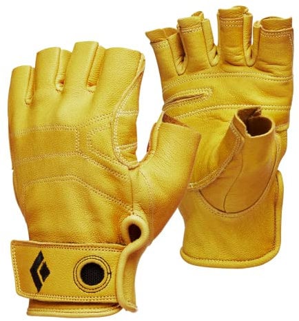 Black Diamond STONE GLOVES, Strapazierfähiger Halbfinger-Handschuh aus Leder zum Klettern, Sichern, Abseilen, Arbeiten und für Klettersteige, Natural, Gr. Extra Small