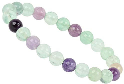 ELEDORO echtes Edelstein Perlen Armband - Natürliche Chakra Power Steine, Stretch Design, 8mm (Fluorit)