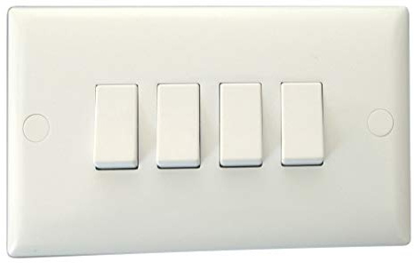 Varilight XO9W Value Polar White 4 Gang 10A 1 or 2 Way Rocker Light Switch