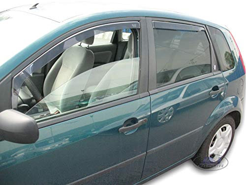 J&J AUTOMOTIVE | Windabweiser Passend Für Fiesta 5, 5-Türer 2002-2008, Heko Regenabweiser, Getönt, Set 4-Teilig, Vorne, Hinten, Aerodynamisch