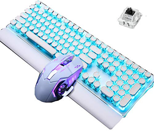 Clavier Gamer Clavier Gamer Filaire avec Repose-Poignets Détachable 108 Clés Clavier Mécanique Et Souris Combo for Windows, iOS, Android, Ordinateur Portable PC De Bureau Clavier